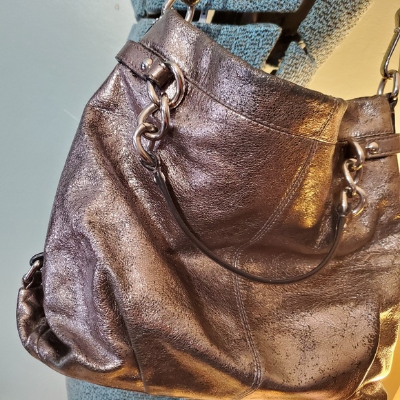 Coach Handbags - Coach - well loved metallic leather hobo bag